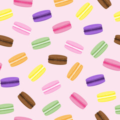 Seamless pattern with macarons.