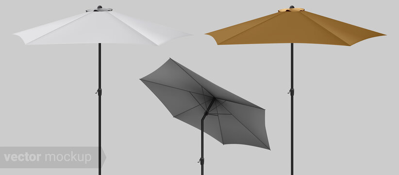 Sun protecting parasol mockup. Template. Illustration Isolated. Seashore pool hotel. 3D realistic design.