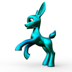 3D-Illustration of an Isolated Funny Cartoon Deer