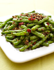 Delicious Chinese dish, stir-fried green beans