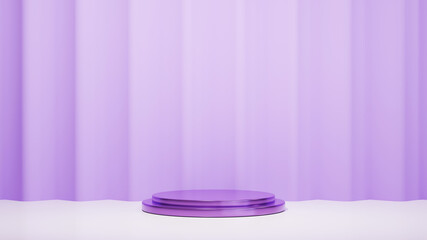 3D rendering of purple podium for display background. Mockup for show product.