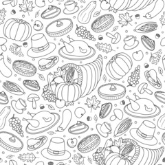 Seamless pattern with Thanksgiving items.