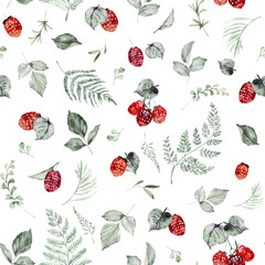 Woodland seamless pattern for fabric, Watercolor forest animals seamless digital paper, Cute animals repeat pattern for nursery decor, textile, wrapping paper