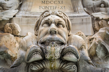 Fontana del Pantheon in the Piazza della Rotonda, Rome, Italy