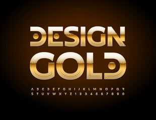 Vector Golden Alphabet set. Modern style Font. Metallic elite Letters and Numbers