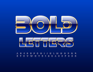 Vector Bold Alphabet Letters and Numbers set. Creative Blue and Gold Font