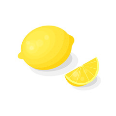 Lemon fruit in cartoon style.