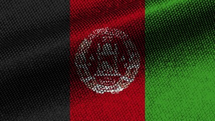 Afghanistan Realistic Fabric Texture Effect Wavy Flag 3D Illustration