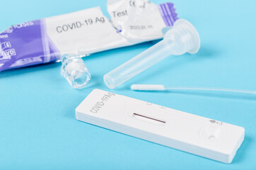 Rapid kits of Covid-19 Ag test seen.