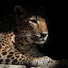 ragunan zoo, south jakarta - indonesia / july 16th 2020 : leopard from srilanka do sunbathe inside the cage of ragunan zoo.