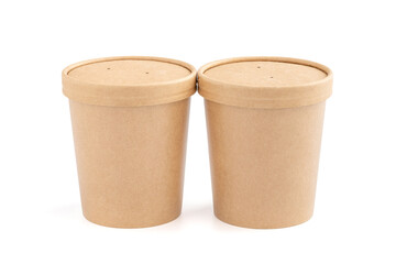 kraft paper cup for ecology product design mock-up isolated on white background