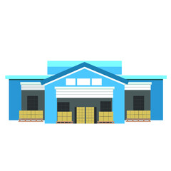 warehouse building with load box illustration