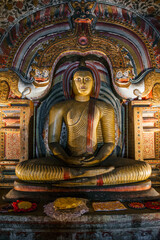Buddha statue inside Dambulla cave temple in Dambulla, Sri Lanka. Cave III Maha Alut Viharaya