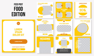 Set of editable banner social media instagram post food design vector template ai & eps 10
