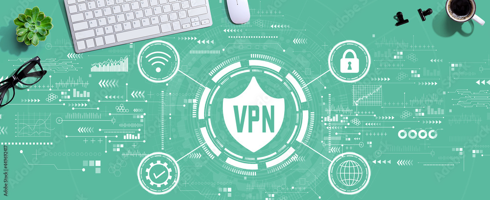Poster vpn concept with a computer keyboard