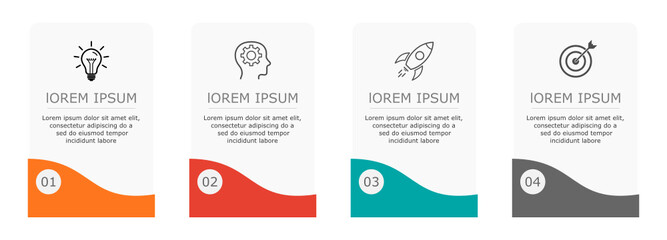Business infographic Vector with 4 steps. Used for presentation,information,education,connection,marketing, project,strategy,technology,learn,brainstorm,creative,growth,abstract,stairs,idea,text,work.