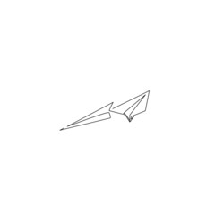 Continuous line drawing of paper plane, object one line, single line art, vector illustration