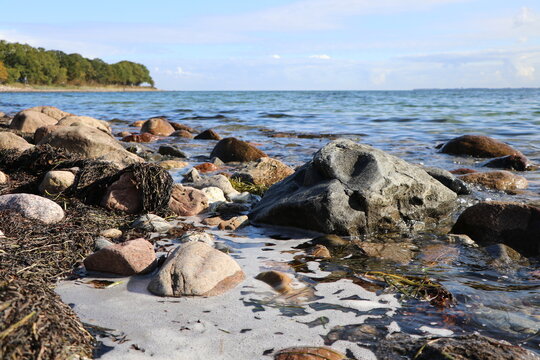 Close up of rocks on the Baltic Sea beach