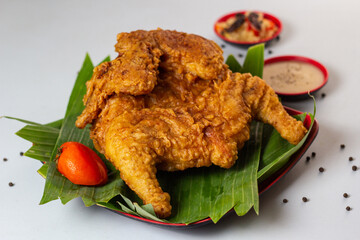 Whole Butterfly Fried Chicken with Gravy and Atchara (Pickled Papaya)