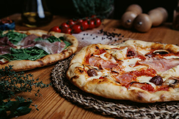 pizza with mushrooms and cheese