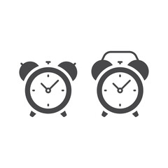Retro alarm clock with bells. Black vector glyph icon.