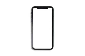 Clipping path. Topview(View) of Smart phone modern and white touch screen display isolated on white...