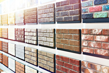 Brick wall panels on store