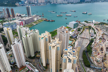 Fototapeta na wymiar Top down view of Hong Kong residential district