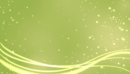 green festive abstract background with stars, shine and wave. Basis for banners, postcards
