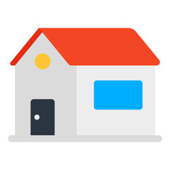 Residential property icon, flat design of home building

