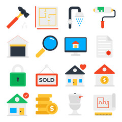 Pack of Estate and Property Flat Icons