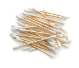 Top view of wooden cotton buds