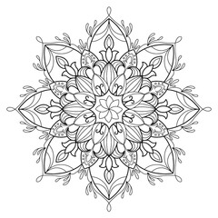 Vector Beautiful Handdrawn Mandala, Patterned Design Element on watercolor background