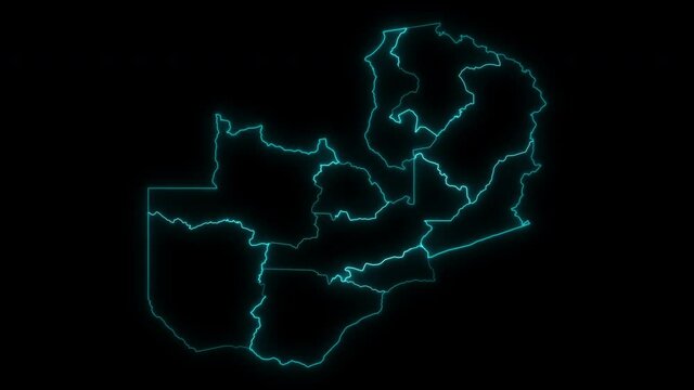 Animated Outline Map of Zambia with Provinces