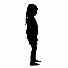 black silhouette child girl vector