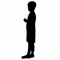 black silhouette child boy vector
