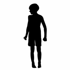 black silhouette child boy vector isolated