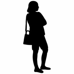 black silhouette girl, woman vector