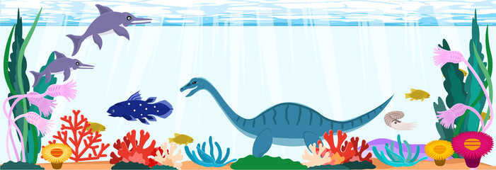 ジュラ紀の海の恐竜達　バナータイプ
