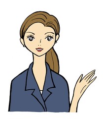 案内するスーツを着た大人女子。