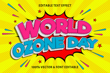 World ozone day editable text effect emboss comic style - obrazy, fototapety, plakaty