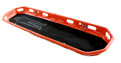  A stretcher to lift a patient or injured person. This stretcher is usually used by rescue teams,...