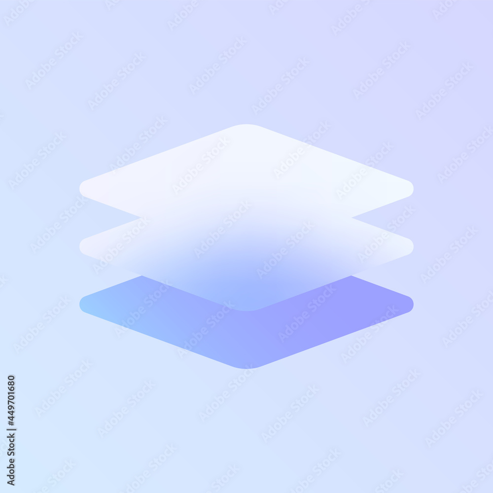 Poster layers glass morphism trendy style icon. layers transparent glass vector icon with blur and purple g