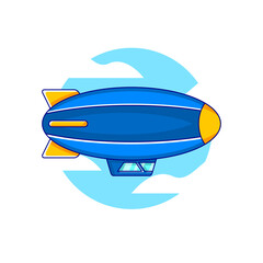 Flying Airship Vector in Flat Design Illustration