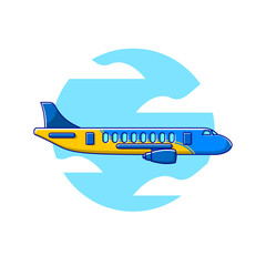 Flying Airplane Vector in Flat Design Illustration