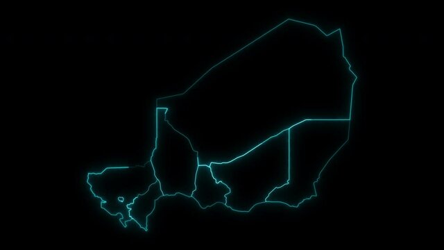 Animated Outline Map of Niger with Regions