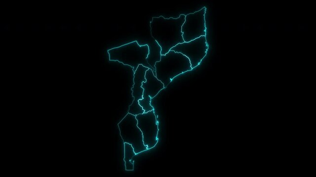 Animated Outline Map of Mozambique with Provinces