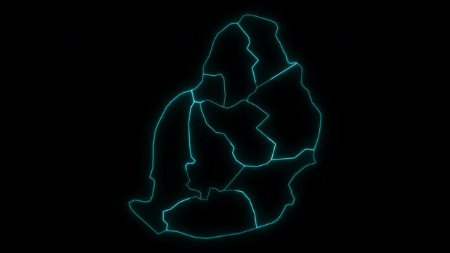 Animated Outline Map of Mauritius with Districts