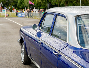 Fototapeta na wymiar Festival of Wheels, Ipswich – July 20201. Close and side on view of unidentifiable classic car