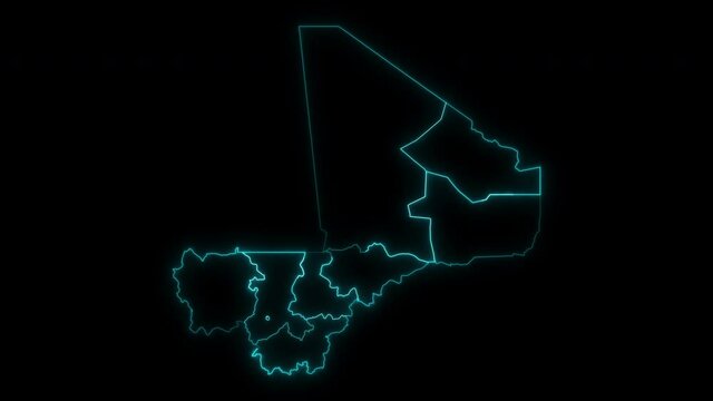 Animated Outline Map of Mali with Regions